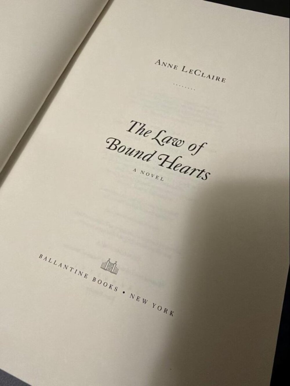The Law of Bound Hearts Anne LeClaire Hardcover 1st Edition 2004
